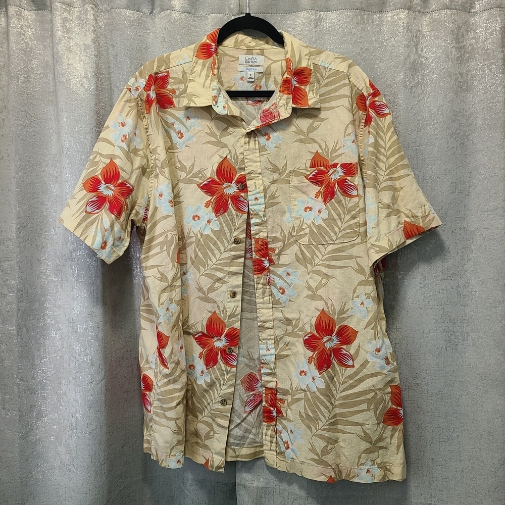 Croft & Barrow Linen Cotton Floral Men's XL Button Casual Shirt